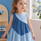 3-Layer Patchwork Pink Dress For Baby Girls, Contrast Color Ruffle Hem Cake Dress.