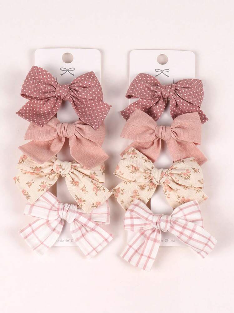 8pcs Bow Hairclips Set, Full Head Coverage, Skin-Friendly, Suitable For Daily Wear, Party
