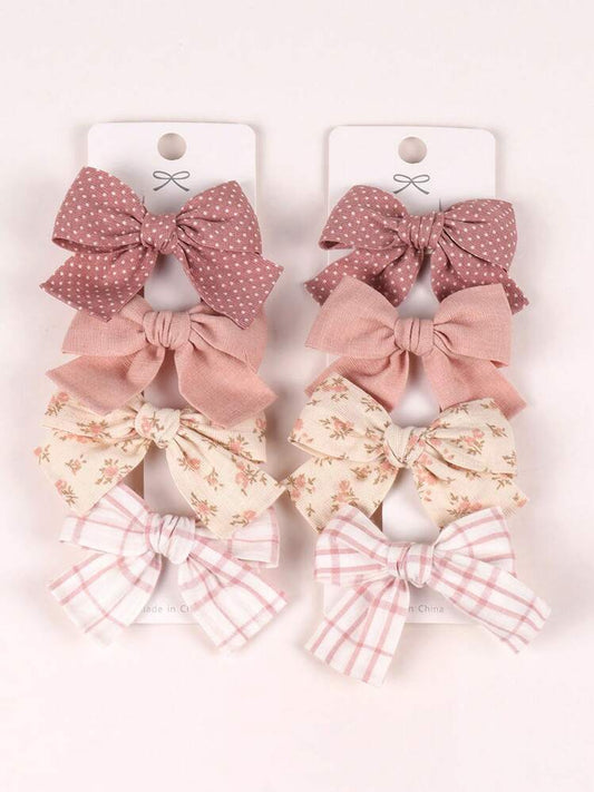 8pcs Bow Hairclips Set, Full Head Coverage, Skin-Friendly, Suitable For Daily Wear, Party