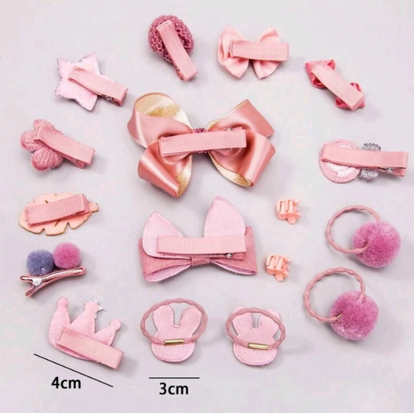 18pcs Girls' Cute Hair Accessory Set With Hair Clips, Hair Claws, Hair Ties And Storage Bag, Daily Use