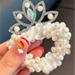 1piece Elegant Faux Pearl Hair Ties with Rhinestone Crown Decoration - Perfect Party and Holiday Gift for Girls