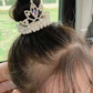 1piece Elegant Faux Pearl Hair Ties with Rhinestone Crown Decoration - Perfect Party and Holiday Gift for Girls