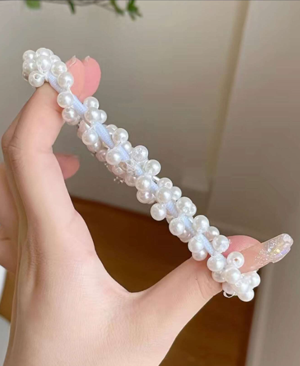 1piece Elegant Faux Pearl Hair Ties with Rhinestone Crown Decoration - Perfect Party and Holiday Gift for Girls