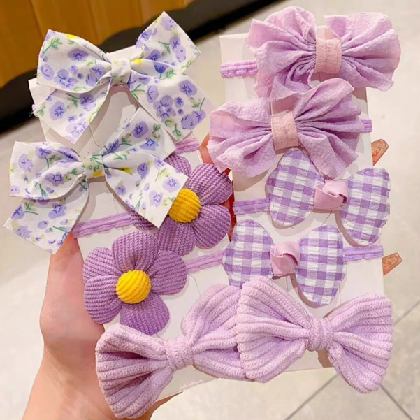 10pcs Cute & Sweet Bow & Flower Decor Hair Ties