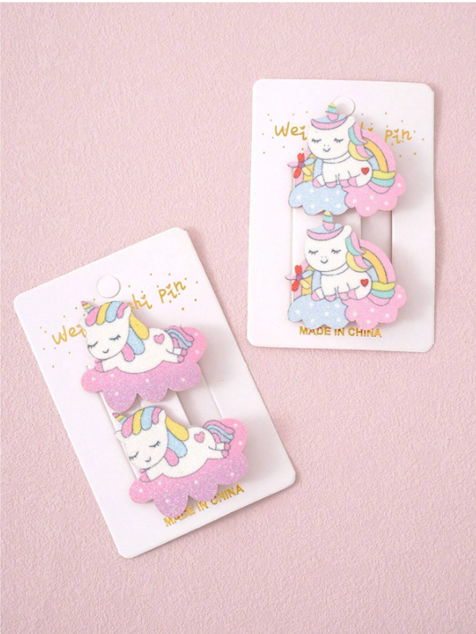 4pcs/Set Kids' Unicorn Design Hair Clips