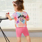 Baby Girl Tie Dye Letter Graphic Tee And Biker Shorts