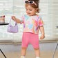 Baby Girl Tie Dye Letter Graphic Tee And Biker Shorts